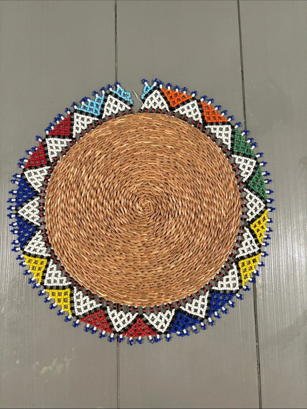 Handwoven African Zulu Beaded Round Placemats - Set of 4